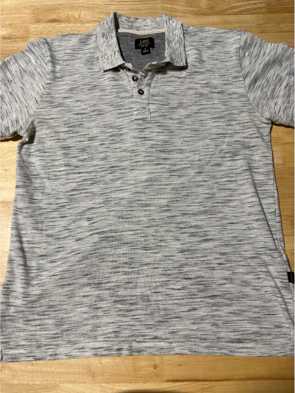 Lee Men’s Medium Gray Space Dye Short Sleeve Polo Shirt